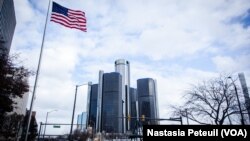 Le Renaissance Center, siège social de General Motor, dans le centre-ville de Detroit, au Michigan, le 23 novembre 2013.