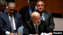 Bộ trưởng Ngoại giao Iraq Ibrahim al-Jaafari phát biểu trong 1 cuộc họp của Hội đồng Bảo an Liên Hiệp Quốc ở New York, 19/9/2014.