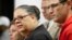 Chicago Teachers Union President Karen Lewis, left, answers reporters' questions at a news conference following a meeting of CTU delegates Sunday, Sept. 16, 2012 in Chicago.