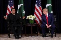 U.S. President Donald Trump holds a bilateral meeting with Pakistan's Prime Minister Imran Khan on the sidelines of the annual United Nations General Assembly meeting in New York City, Sept. 23, 2019.