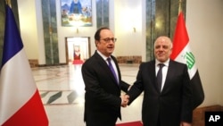 Serok hikûmetê Îraqê Haider al-Abadi û serokê Fransa Francois Hollande 