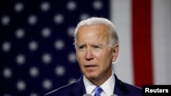 El exvicepresidente de Estados Unidos, Joe Biden, durante un acto de campaña celebrado en Wilmington, Delaware, el 14 de julio de 2020.