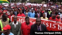 MDC-T leader Morgan Tsvangirai leading the march in Harare.