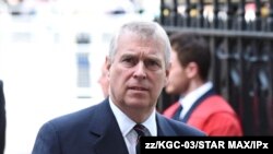 FILE - Prince Andrew, the Duke of York, attends the National Service of Thanksgiving at Westminster Abbey. 