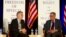 First Martin Baron, left, executive editor of the Washington Post, speaks as David Shribman, executive editor of the Pittsburgh Post-Gazette, listens at the National First Amendment Conference in Pittsburgh, Pennsylvania, Oct. 22, 2018.