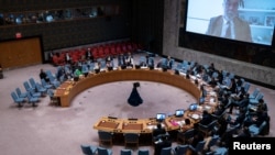 Le Conseil de sécurité des Nations Unies tient une réunion d'urgence au siège des Nations Unies, au milieu de l'invasion de l'Ukraine par la Russie, au siège des Nations Unies à New York, États-Unis, le 13 mai 2022.