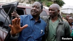 FILE - Kenyan opposition leader Raila Odinga, of the National Super Alliance (NASA) coalition, arrives at the St. Stephen's cathedral for a church service in Nairobi, Kenya, Sept. 3, 2017. 