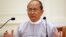 Burmese President Thein Sein talks during a press conference at Presidential House in Naypyitaw, Sunday, Oct. 21, 2012. 