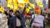 نیو یارک میں دس دسمبر 2020 کو "Sikhs For Justice," کا بھارت کے خلاف ایک احتجاجی مظاہرہ۔۔ فوٹو اے پی