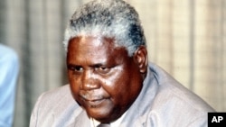 Photo dated March 30 1983 of Zimbabwe opposition leader giving a press conference in London. Nkomo, father of the fight against colonial rule in the former British colony of Rhodesia, died early Thursday July 1 1999, after a long battle with prostate cancer.