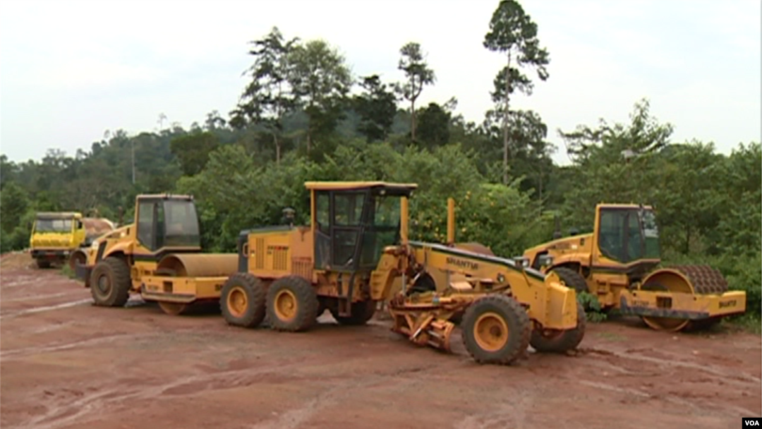 FILE - Abandoned road construction equipment in Matomb, Cameroon, Nov. 4, 2016. (M. Kindzeka/VOA)