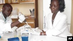 Preparation of blood smears to be examined for sleeping sickness parasites