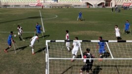 Palestinian amputees compete in a soccer match while using their crutches during a training session, at Palestine Stadium in Gaza City, Sunday, Dec. 5, 2021. (AP Photo/Adel Hana)