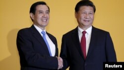 Chinese President Xi Jinping shakes hands with Taiwan's President Ma Ying-jeou during a summit in Singapore November 7, 2015.