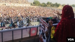 Wranga Luni addressing PTM Bannu rally