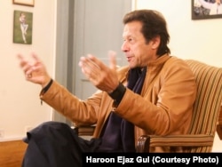 Imran Khan speaks to VOA at his residence near Islamabad.