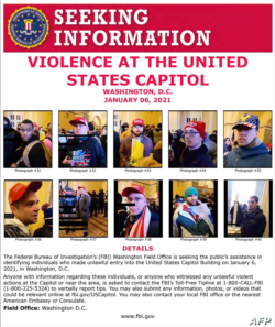 Picha za waandamanaji wanaotafutwa na FBI zilizotolewa Jan. 8, 2021, ambao walikuwa katika Congress Jan. 6, Washington, DC.