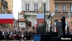 Выступление Барака Обамы на
Замковой площади в Варшаве