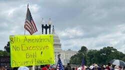 Protesters are seen gathered to rally against what they see as a political persecution of the participants of the Jan. 6 insurrection at the U.S. Capitol, on Capitol Hill in Washington, Sept. 18, 2021. (Carolyn Presutti/VOA)