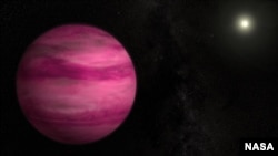 Glowing a dark magenta, the newly discovered exoplanet GJ 504b weighs in with about four times Jupiter's mass, making it the lowest-mass planet ever directly imaged around a star like the sun. Image Credit: S. Wiessinger
