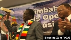 Zimbabwe President Emmerson Mnangagwa in New York with Zimbabwe Ambassador to the United Nations, Frederick Shava.