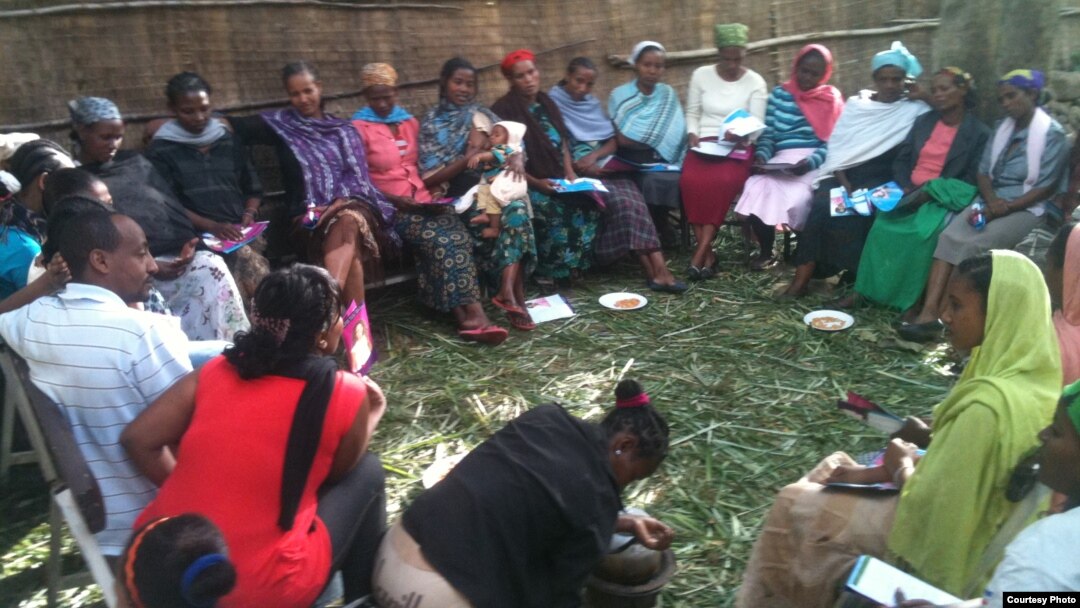 A group of village women meet at a coffee ceremony to discuss family planning and access to contraceptives. (Photo Credit: Marie Stopes International, Ethiopia)