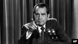 President Nixon tells a White House news conference, March 15, 1973, that he will not allow his legal counsel, John Dean, to testify on Capitol HPresident Nixon tells a White House news conference, March 15, 1973, that he will not allow his legal counsel,