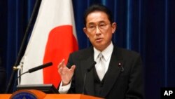 日本首相岸田文雄今日在东京举行记者会。
