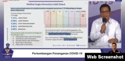 Juru Bicara Satgas Penanganan COVID-19 Prof Wiku Adisasmito dalam telekonferensi pers di Gedung BNPB, Jakarta, Kamis (8/10) mengingatkan potensi meluasnya wabah virus Corona akibat Aksi demonstrasi tolak UU Cipta Kerja (screenshoot )