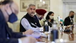 India's Minister of External Affairs S. Jaishankar and his delegation sit down to meet with U.S. Secretary of State Antony Blinken (not pictured) at Hyderabad House in New Delhi, on July 28, 2021.