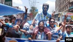 Argentine flags in Bangladesh during World Cup 2014.