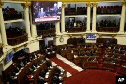 Vista general del Parlamento peruano durante el debate por la destitución del presidente de la república Pedro Pablo Kuczynski.