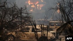 2017年10月9日加州格倫·艾倫的一處住宅被野火吞噬。 
