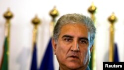 FILE - Pakistan's Foreign Minister Shah Mehmood Qureshi is seen during a news conference at the Foreign Ministry in Islamabad, Pakistan, Aug. 20, 2018. 