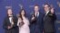 From left; Ronan Hill, Onnalee Blank, Richard Dyer, and Mathew Waters winners of the award for outstanding sound mixing for a comedy or drama series (one-hour) for "Game of Thrones - Beyond The Wall" pose in the press room during night one of the Creative Arts Emmy Awards at The Microsoft Theater on Saturday, Sept. 8, 2018, in Los Angeles.