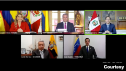 Captura de pantalla de la XX reunión del Consejo Presidencial Andino, el 8 de julio de 2020.