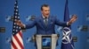 U.S. Secretary of Defense Pete Hegseth speaks during a media conference after a meeting of NATO defense ministers at NATO headquarters in Brussels on Feb. 13, 2025.