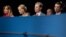 FILE - From left, Melania Trump, Ivanka Trump, Eric Trump, and Donald Trump, Jr., the family of Republican President-elect Donald Trump