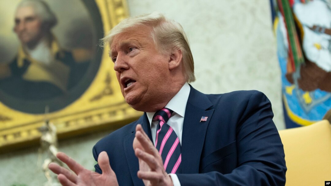 Perezida Donald Trump mu nama mu biro White House, kw'itariki 13/12/2019.
