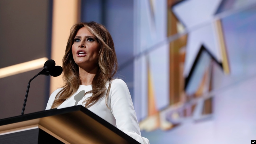 Melania Trump, wife of Republican Presidential Candidate Donald Trump, speaks during first day of the Republican National Convention in Cleveland, July 18, 2016.
