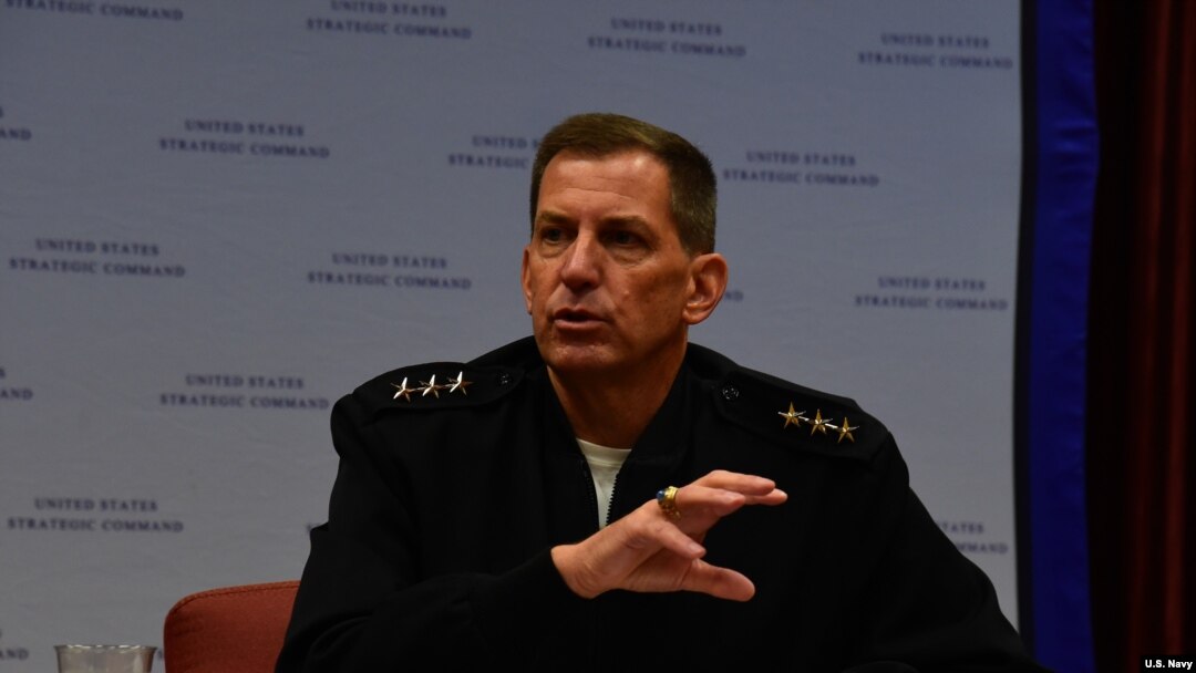 美军战略司令部副司令戴维·克里特中将(VADM David Kriete)2019年7月31日见记者(美国海军照片)