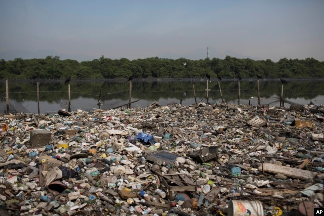 FILE: Trash floats on a polluted water channel that flows into the Guanabara Bay in Rio de Janeiro, Brazil, on May 15, 2014 .