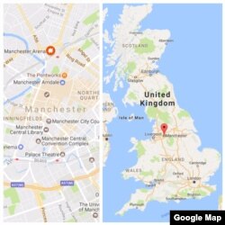 Site of attack in Manchester, England.