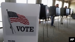 ARCHIVO -- Electores votan en Hinsdale, Illinois, el 18 de marzo de 2014. 