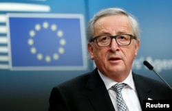 European Commission President Jean-Claude Juncker addresses a news conference during a European Union leaders informal summit in Brussels, Belgium, Feb. 23, 2018.