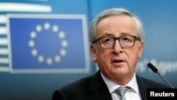 European Commission President Jean-Claude Juncker addresses a news conference during a European Union leaders informal summit in Brussels, Belgium, Feb. 23, 2018.