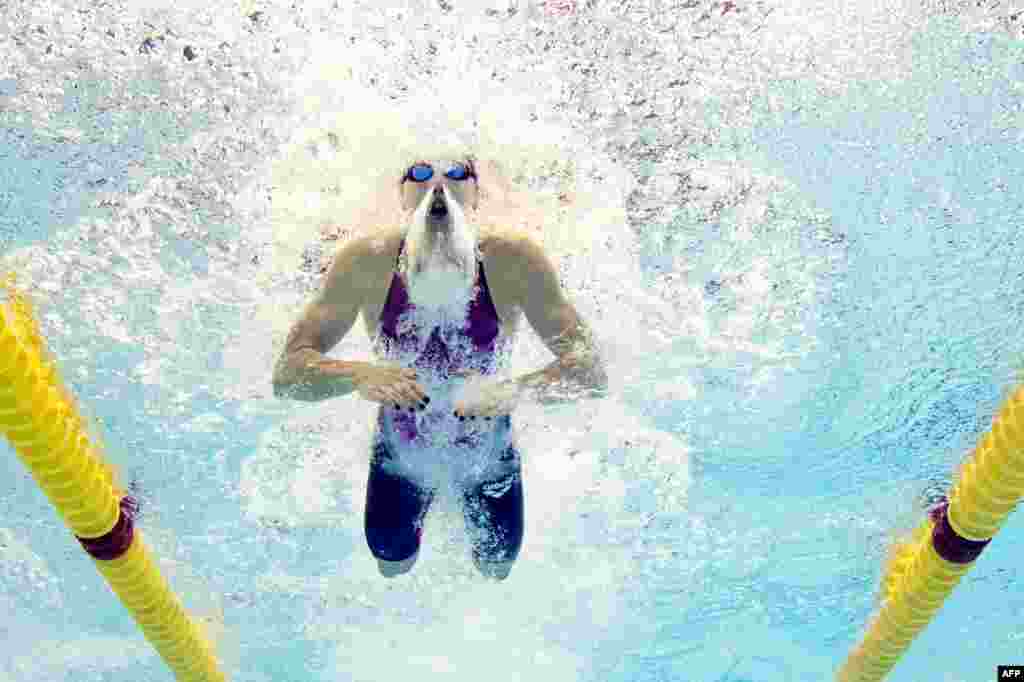 Hungary&#39;s Katinka Hosszu competes in the 400m Medley women preliminary event at the 32nd LEN European swimming championships in Berlin, Germany.