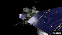FILE - Rosetta, the European Space Agency's cometary probe with NASA contributions, is seen in an undated artist's rendering. 