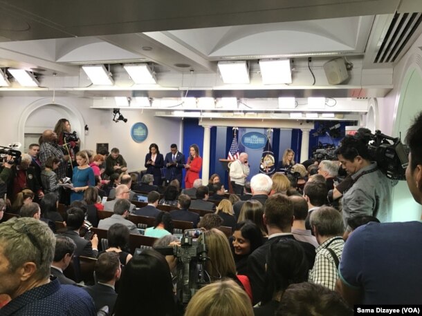 The media readies for the final news conference of President Barack Obama, who leaves office on Friday, at the White House, Jan. 18, 2017.