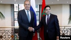 Moroccan Foreign Minister Nasser Bourita meets Russian counterpart Sergei Lavrov in Morocco's capital Rabat, Jan. 25, 2019.